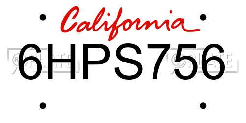 6HPS756 California License Plate