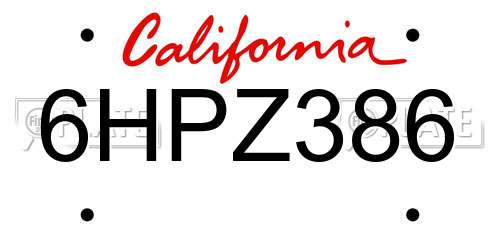 6HPZ386 California License Plate