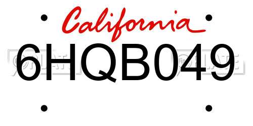 6HQB049 California License Plate