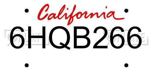 6HQB266 California License Plate