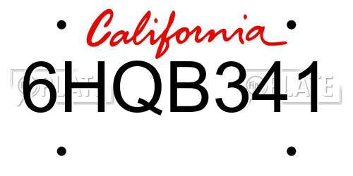 6HQB341 California License Plate