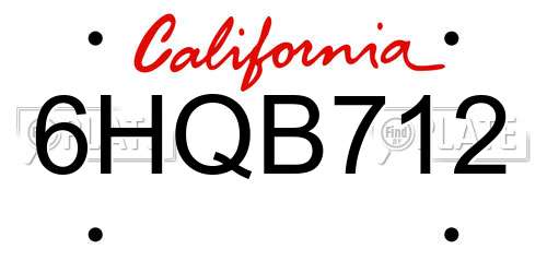 6HQB712 California License Plate