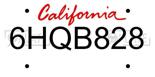 6HQB828 California License Plate