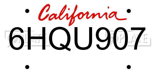6HQU907 California License Plate