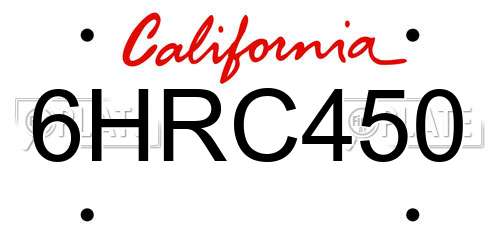 6HRC450 California License Plate