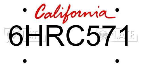 6HRC571 California License Plate