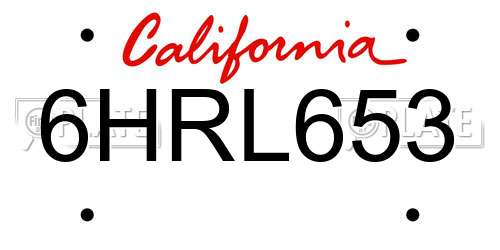6HRL653 California License Plate