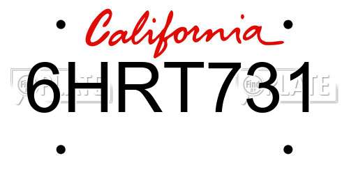 6HRT731 California License Plate