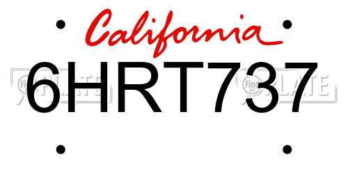 6HRT737 California License Plate