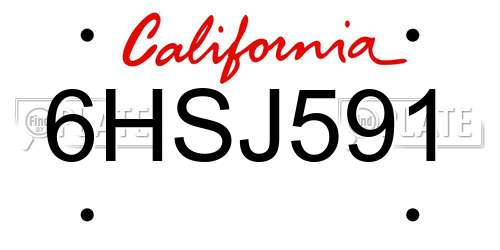 6HSJ591 California License Plate