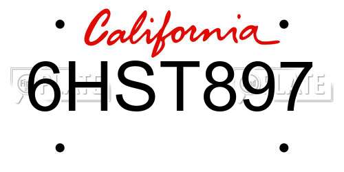 6HST897 California License Plate