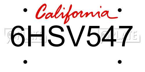6HSV547 California License Plate