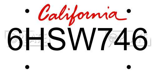 6HSW746 California License Plate