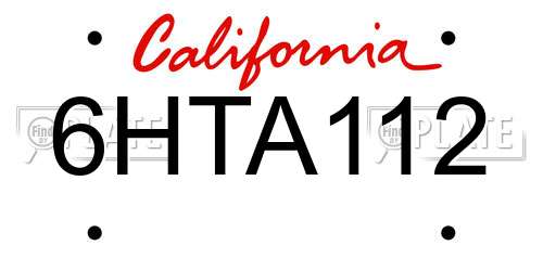 6HTA112 California License Plate