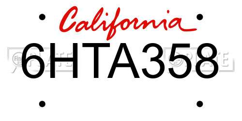 6HTA358 California License Plate