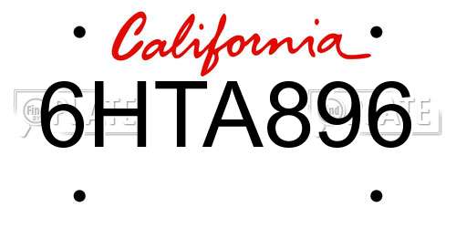 6HTA896 California License Plate