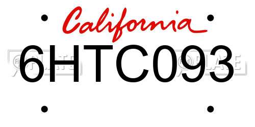 6HTC093 California License Plate
