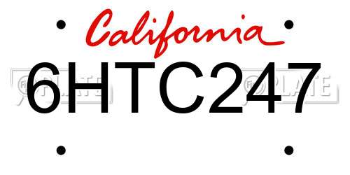 6HTC247 California License Plate