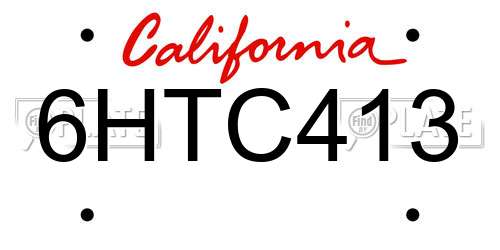 6HTC413 California License Plate