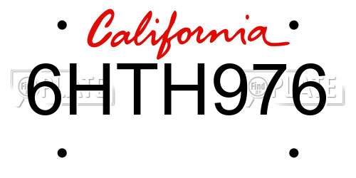 6HTH976 California License Plate