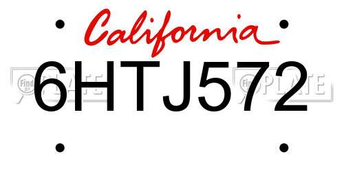 6HTJ572 California License Plate