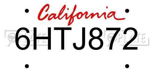6HTJ872 California License Plate