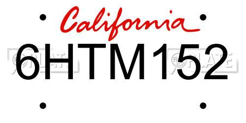 6HTM152 California License Plate