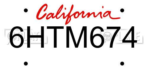 6HTM674 California License Plate