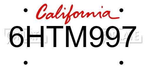 6HTM997 California License Plate
