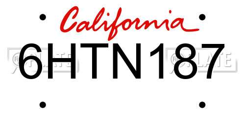 6HTN187 California License Plate