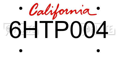 6HTP004 California License Plate
