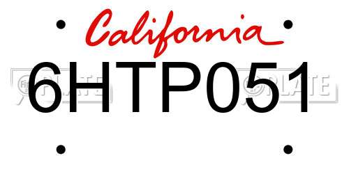 6HTP051 California License Plate