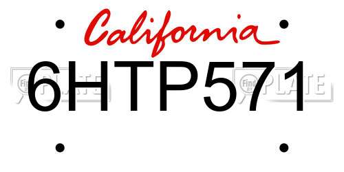 6HTP571 California License Plate