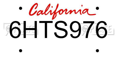 6HTS976 California License Plate