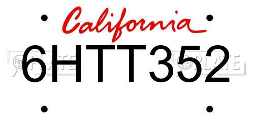 6HTT352 California License Plate