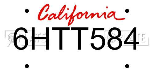 6HTT584 California License Plate