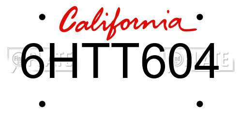6HTT604 California License Plate