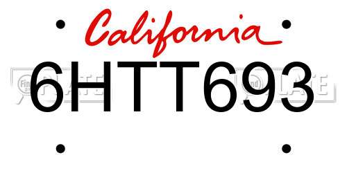 6HTT693 California License Plate