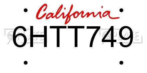 6HTT749 California License Plate