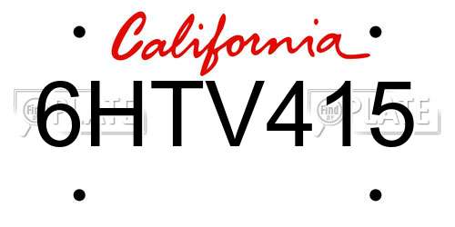 6HTV415 California License Plate