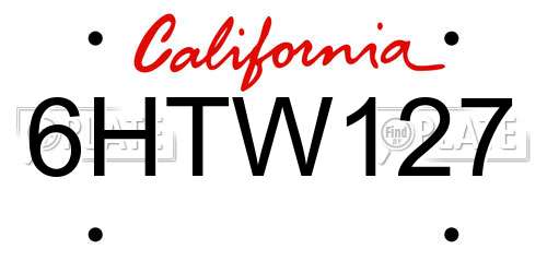 6HTW127 California License Plate