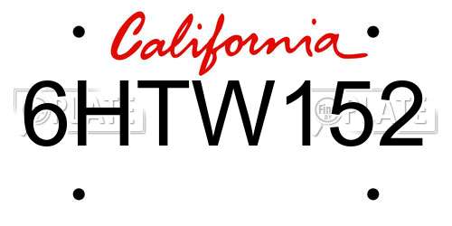 6HTW152 California License Plate