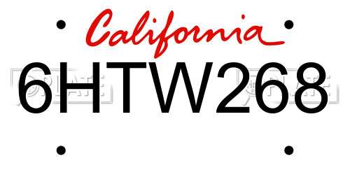 6HTW268 California License Plate
