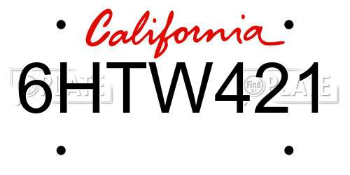 6HTW421 California License Plate