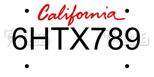 6HTX789 California License Plate