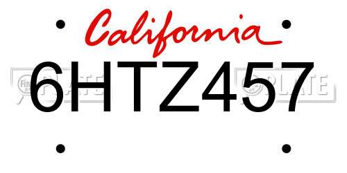 6HTZ457 California License Plate