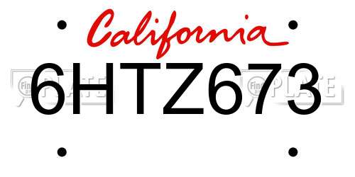 6HTZ673 California License Plate