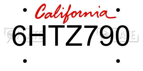 6HTZ790 California License Plate