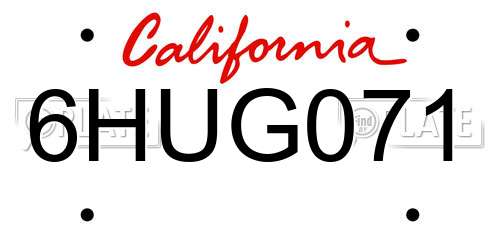 6HUG071 California License Plate