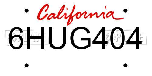 6HUG404 California License Plate